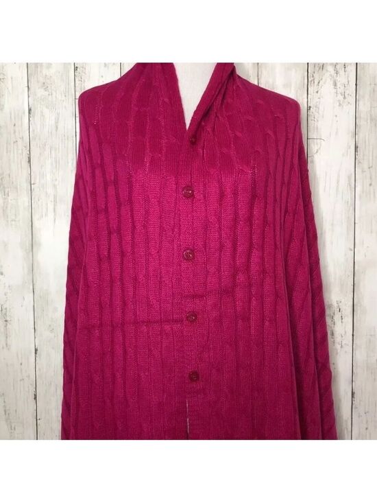 LuLaRoe Tops - NWT Lularoe Raspberry Pink Mimi Cable Knit Shawl
